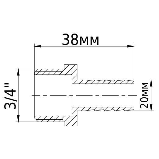 Штуцер латунний 3/4" ЗРх20 мм (GSR-000017023) - фото 2