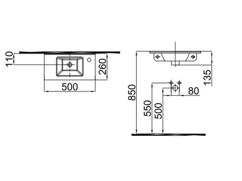 Раковина IDEVIT Merkur 0201-3505 50 см Белый (26978) - фото 2