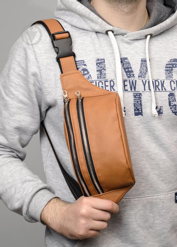 Сумка бананка шкіряна Sambag Tirso BTS натуральна Руда шкіра (81333121w)