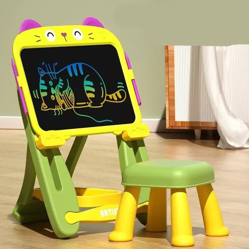 Мольберт-планшет для рисования Fun Game W5002-1-2-3 LCD цветной со стульчиком 13" Котик (3003541392)