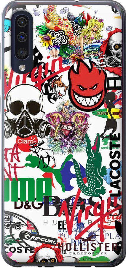 Чехол на Samsung Galaxy A50 2019 A505F Many different logos (4022u-1668-42517)