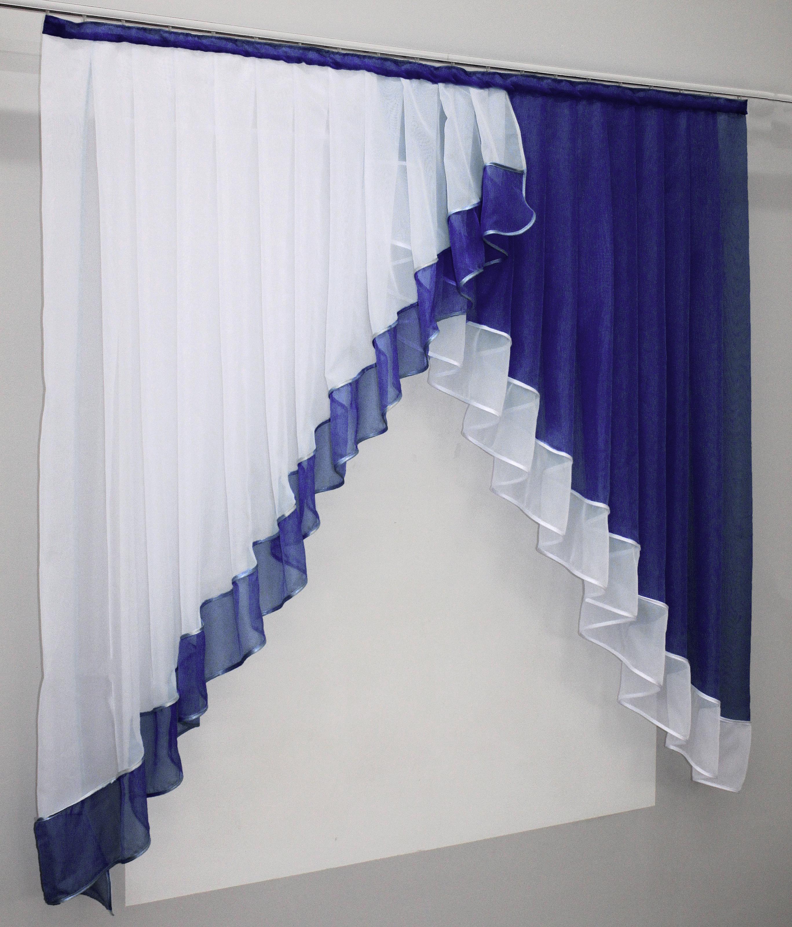 Фіранка кухонна VR-Textil № 023к 150х150 см Білий/Синій (50-877) - фото 2 Фіранка кухонна VR-Textil № 023к 150х150 см Білий/Синій (50-877) - фото 2