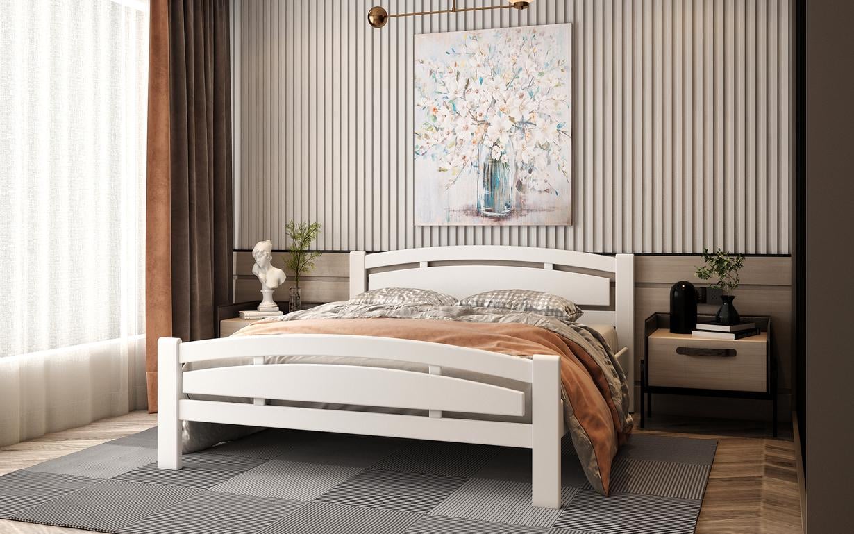 Кровать двуспальная STEMMA Джерси из натурального дерева сосна 180x200 см Белый (52133)