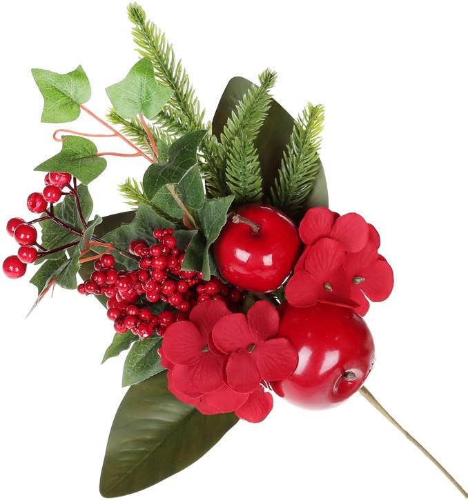 Ветка декоративная Ягоды и яблоки 33 см Ветка декоративная Ягоды и яблоки 33 см