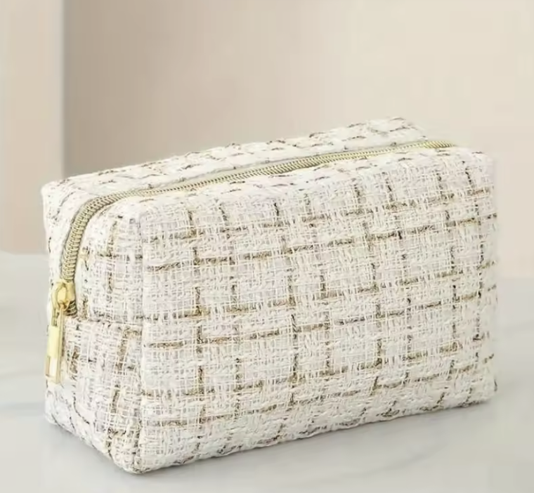 Косметичка женская дорожная твидовая универсальная Белый (33549753)