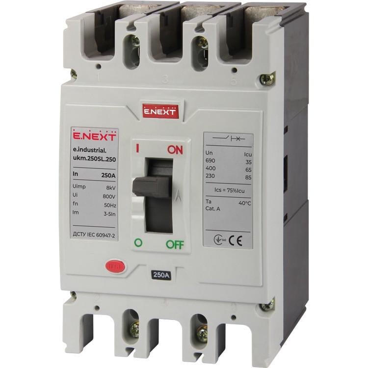 Автоматичний вимикач силовий E.NEXT 250 А 65kA 3 полюси e.industrial.ukm.250SL.250 i0660004 (14677)