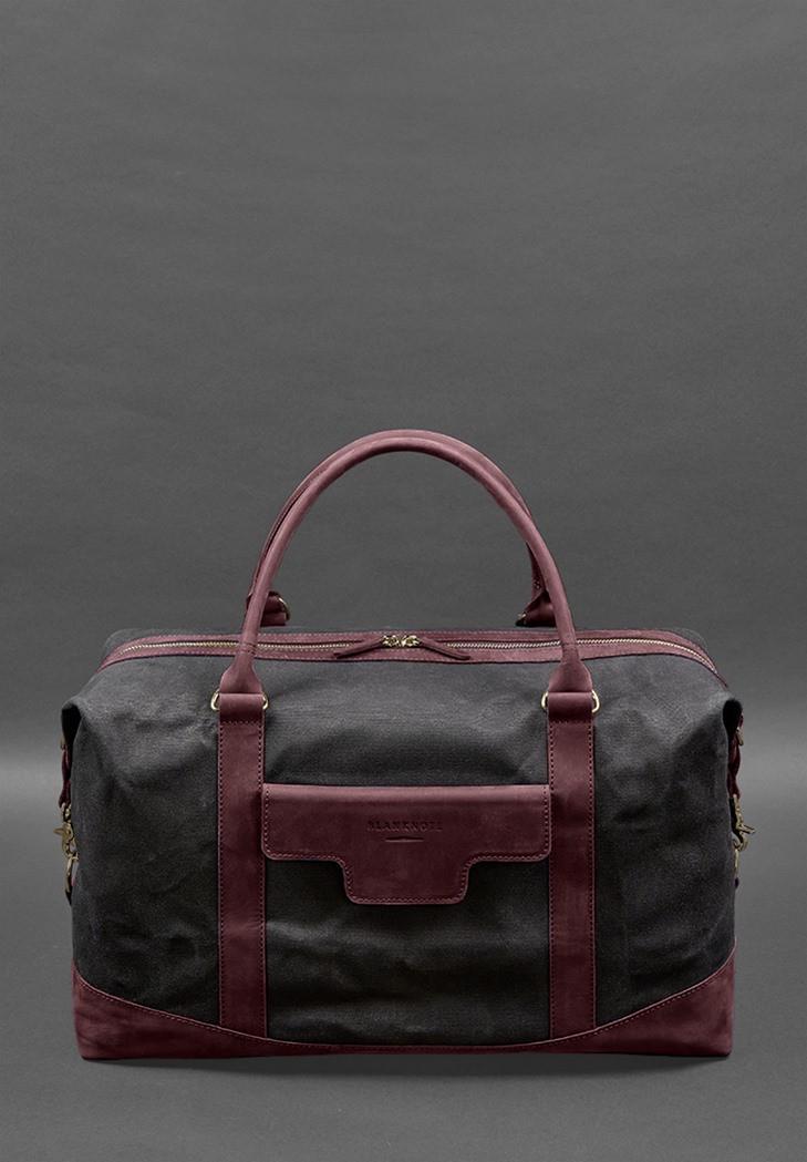 Дорожня сумка з канвасу та натуральної шкіри Crazy Horse Бордовий (A-028162) - фото 7 Дорожня сумка з канвасу та натуральної шкіри Crazy Horse Бордовий (A-028162) - фото 7