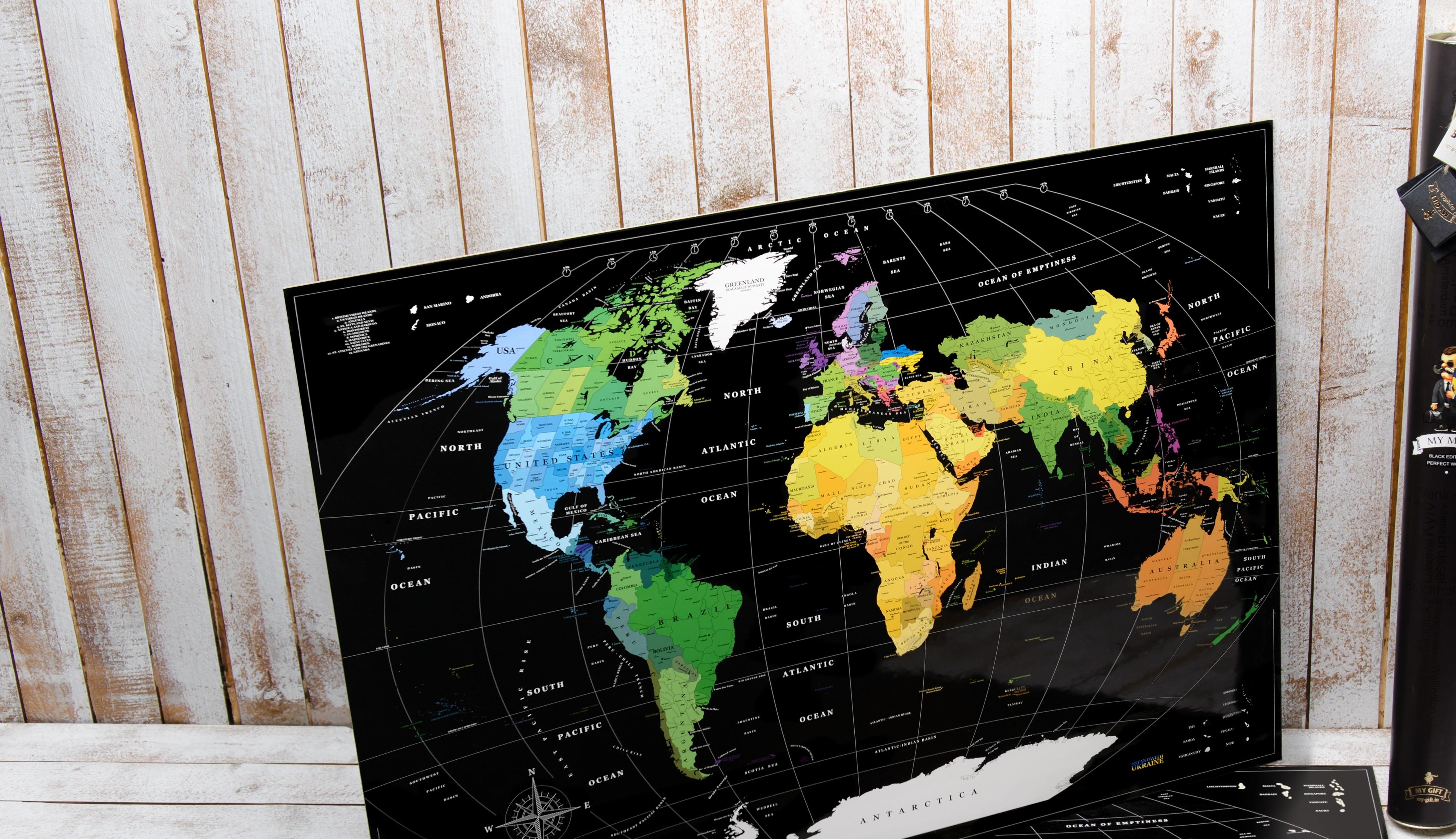 Скретч карта світу без росії My Map Perfect world edition ENG у тубусі Black - фото 5