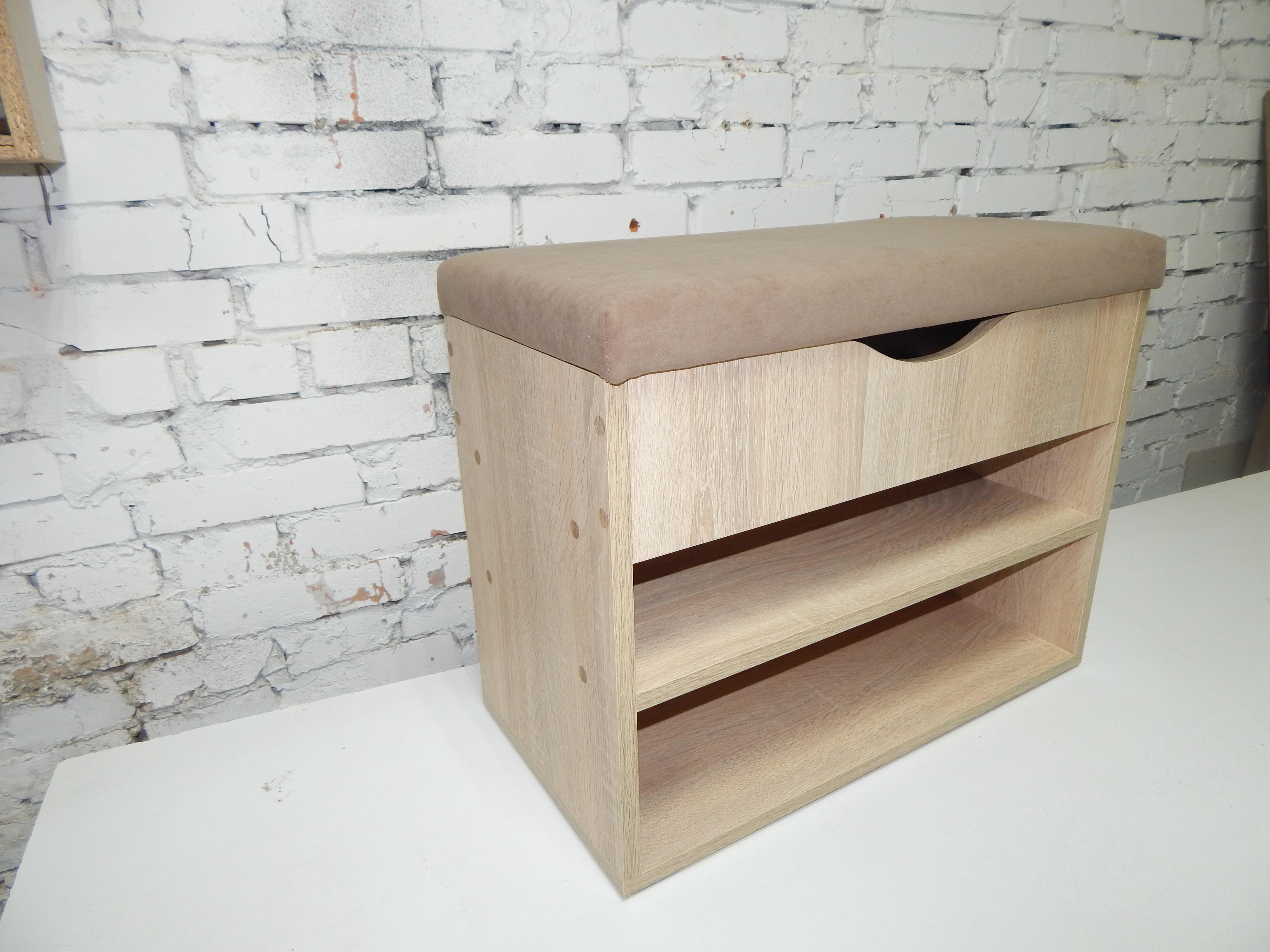 Тумба для обуви ДСП/ткань 30х60х45 см Дубсонома светлый/Какао - фото 2 Тумба для обуви ДСП/ткань 30х60х45 см Дубсонома светлый/Какао - фото 2