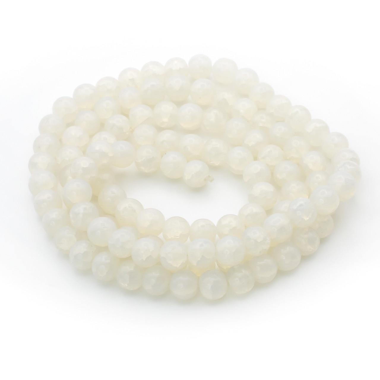 Бусины Битое стекло кракелюр 8 мм 80 см 105 шт. Белый (БЖ0008б02)