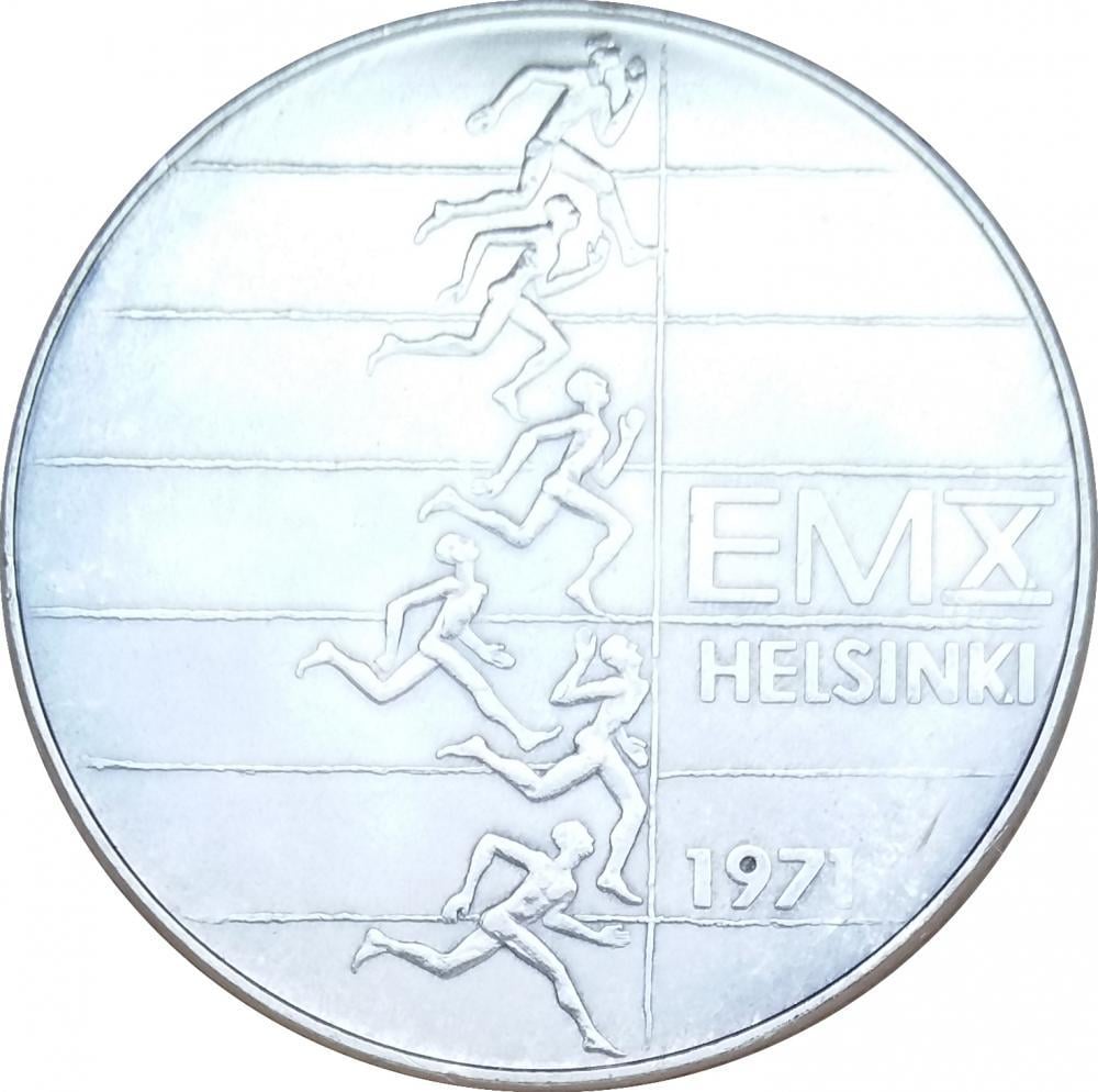 Коллекционная монета Коллекционная монета Финляндия 10 марок 1971 «Чемпионат Европы по легкой атлетике в Хельсинки» Серебро AU-UNC KM 52 (М09555)