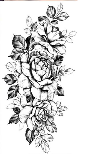 Тату временный водостойкий 3D большой Пион BK-029 18х9 см (4419425)