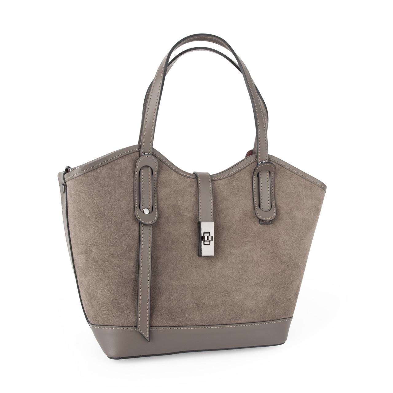 Сумка жіноча замшева Virginia Conti 04054 з червоною підкладкою Темний тауп (2765517191) - фото 1 Сумка жіноча замшева Virginia Conti 04054 з червоною підкладкою Темний тауп (2765517191) - фото 1