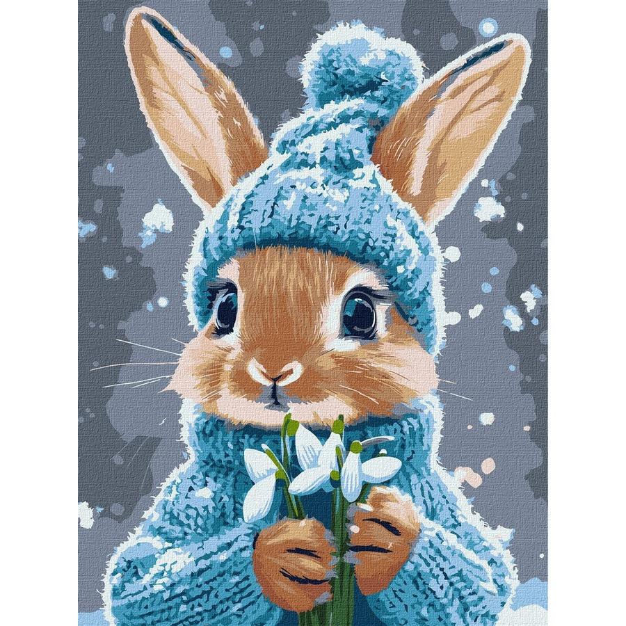 Картина по номерам Ideyka Кролик с подснежниками 30x40 см (KHO6751)