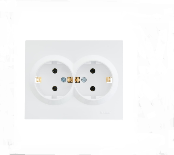 Розетка двойная Lezard Vesna с заземлением Белый (26424446)