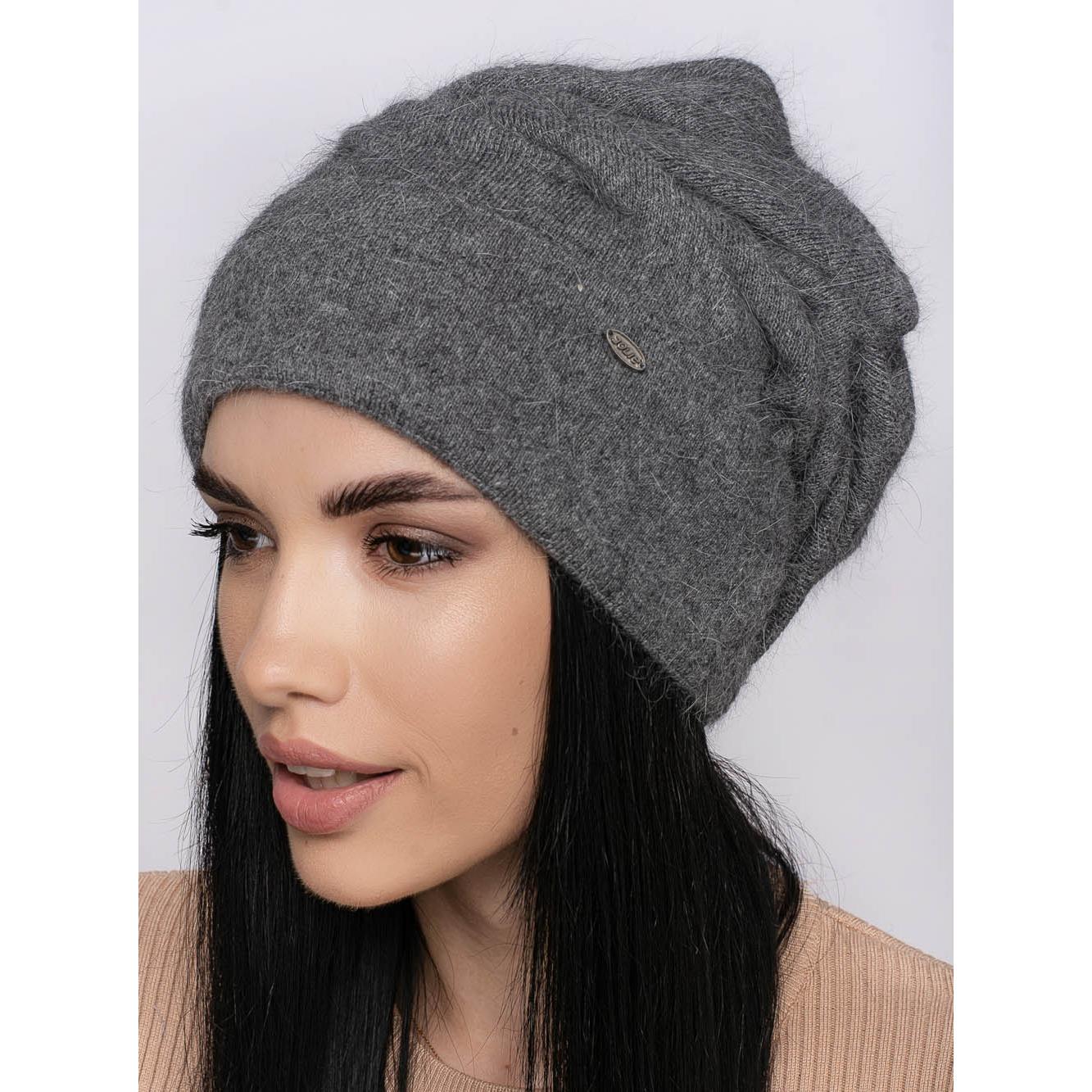 Шапка ангоровая женская Leks Фантазия one size Темно-серый - фото 1 Шапка ангоровая женская Leks Фантазия one size Темно-серый - фото 1