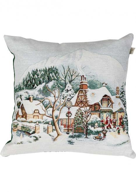 Наволочка гобеленова з велюром Будинки 45х45 см (31353)