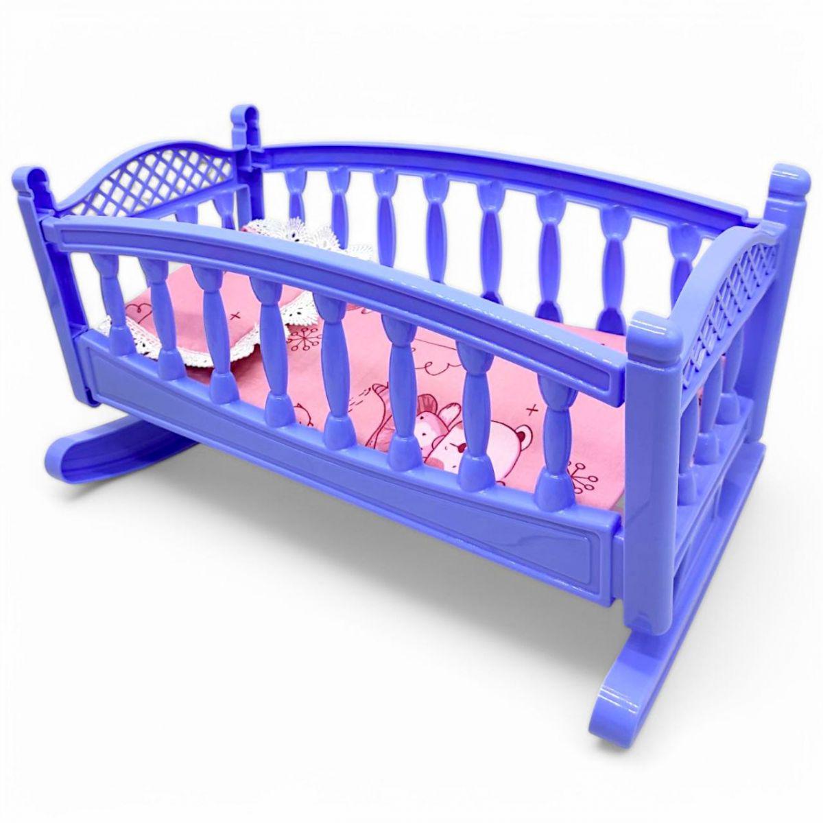 Ліжечко-колиска для ляльок і пупсів Bamsic мале з постіллю 34 см Блакитний (262871)