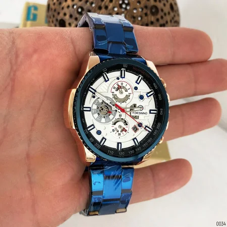 Наручний годинник Forsining 6909 Blue/Cuprum/White - фото 3 Наручний годинник Forsining 6909 Blue/Cuprum/White - фото 3