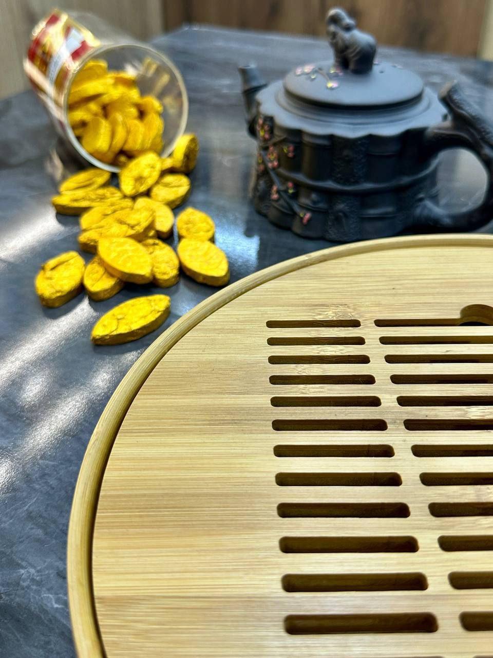 Таця-чабань для чайної церемонії Райз дерев'яна кругла 25х5 см (OS-T0511) - фото 3 Таця-чабань для чайної церемонії Райз дерев'яна кругла 25х5 см (OS-T0511) - фото 3