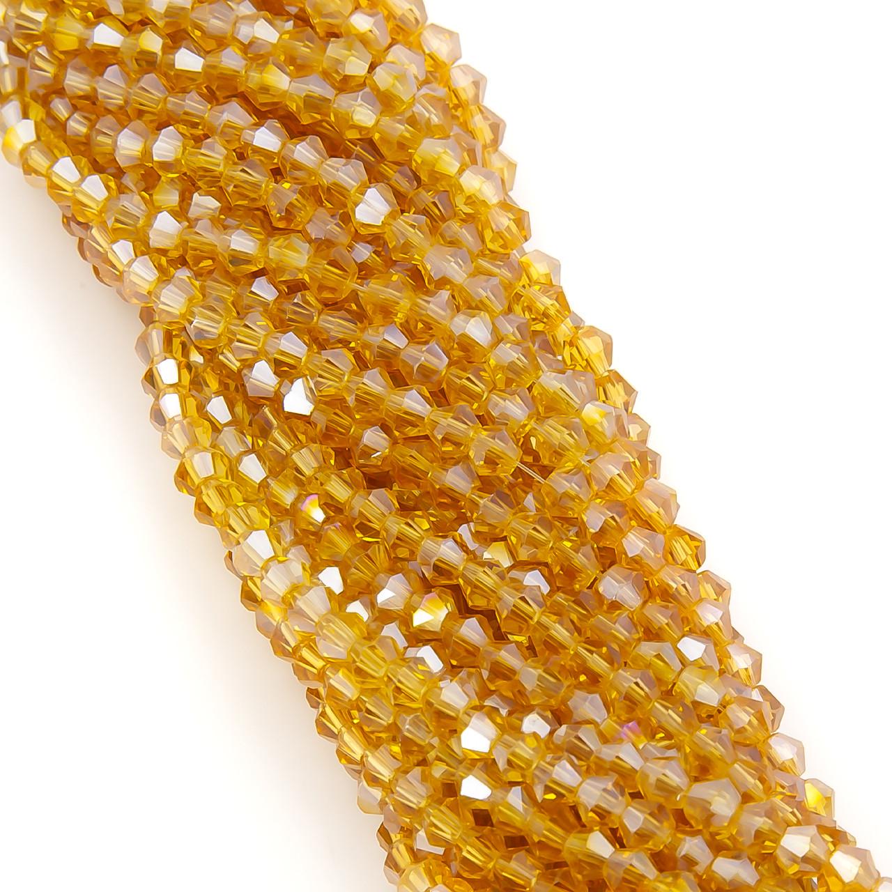 Бусины хрустальные Биконус АВ 3,5х3,2 мм 125 шт. Рыжий (БИ0003к69)