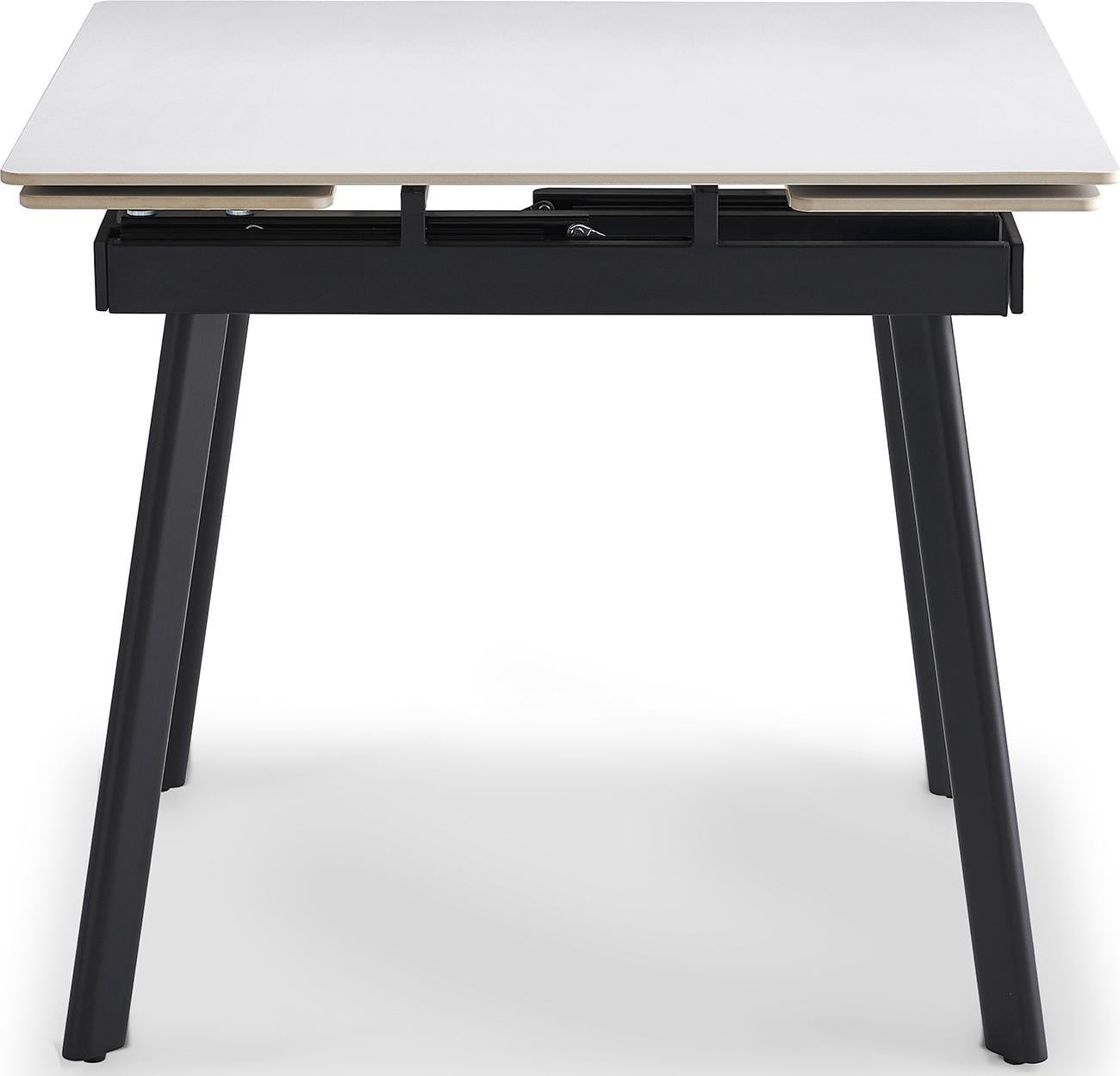 Стол обеденный Hugo раскладной 4-6 мест 90 см Pure white ceramic top black base (16206)