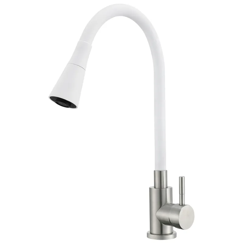 Смеситель для кухни MIXXUS SUS-011-T с силиконовым изливом нержавеющая сталь SUS304 Белый (MI8228)