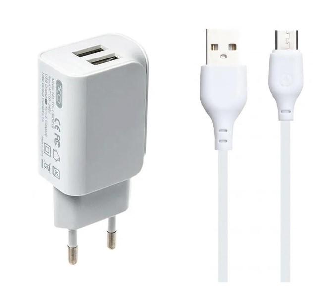 Зарядное устройство сетевое XO L35D 2USB/2.1A с кабелем USB MicroUSB Белый (1830482341)