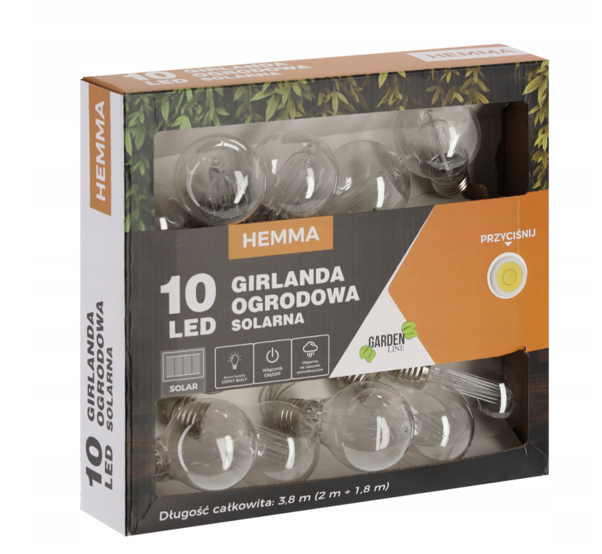 Гирлянда солнечная GardenLine SOL3606 10 LED теплый белый для сада 3,8 м