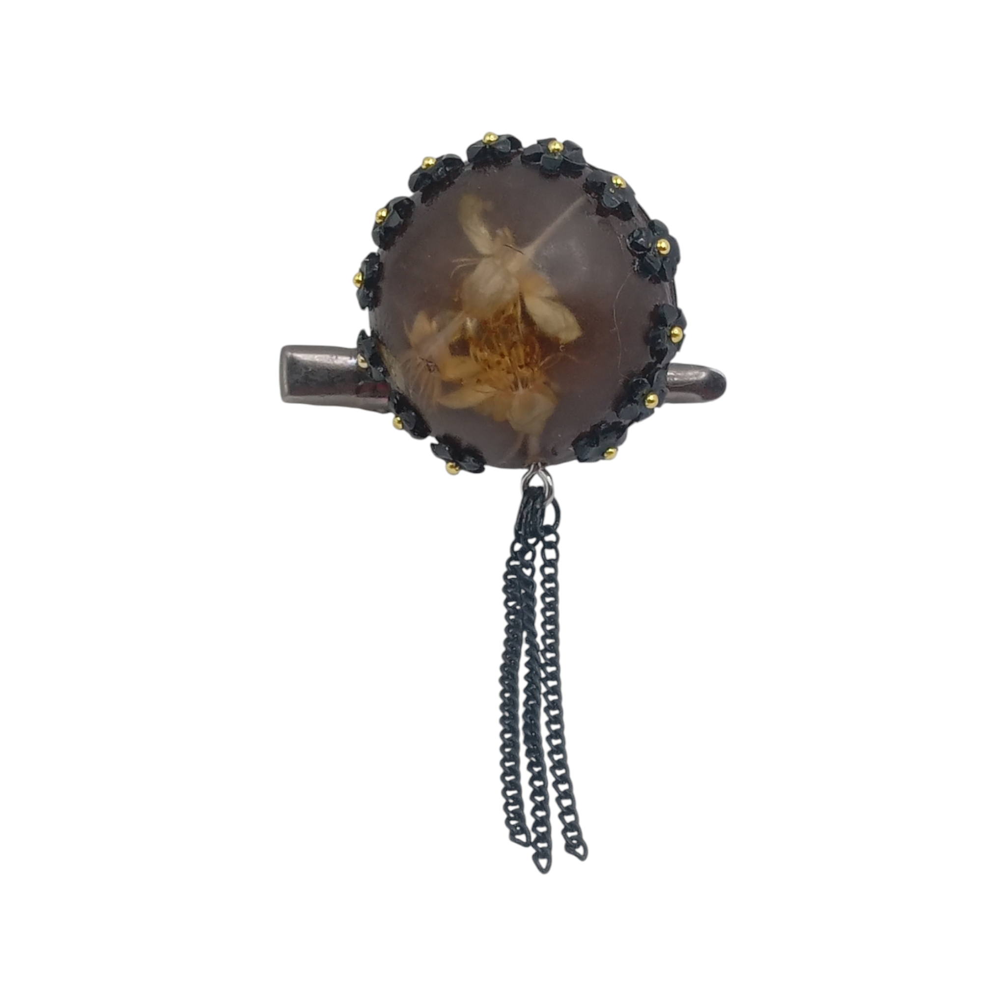 Брошь на зажим ручной работы Lady Night 3 см с декором (24385367) Брошь на зажим ручной работы Lady Night 3 см с декором (24385367)