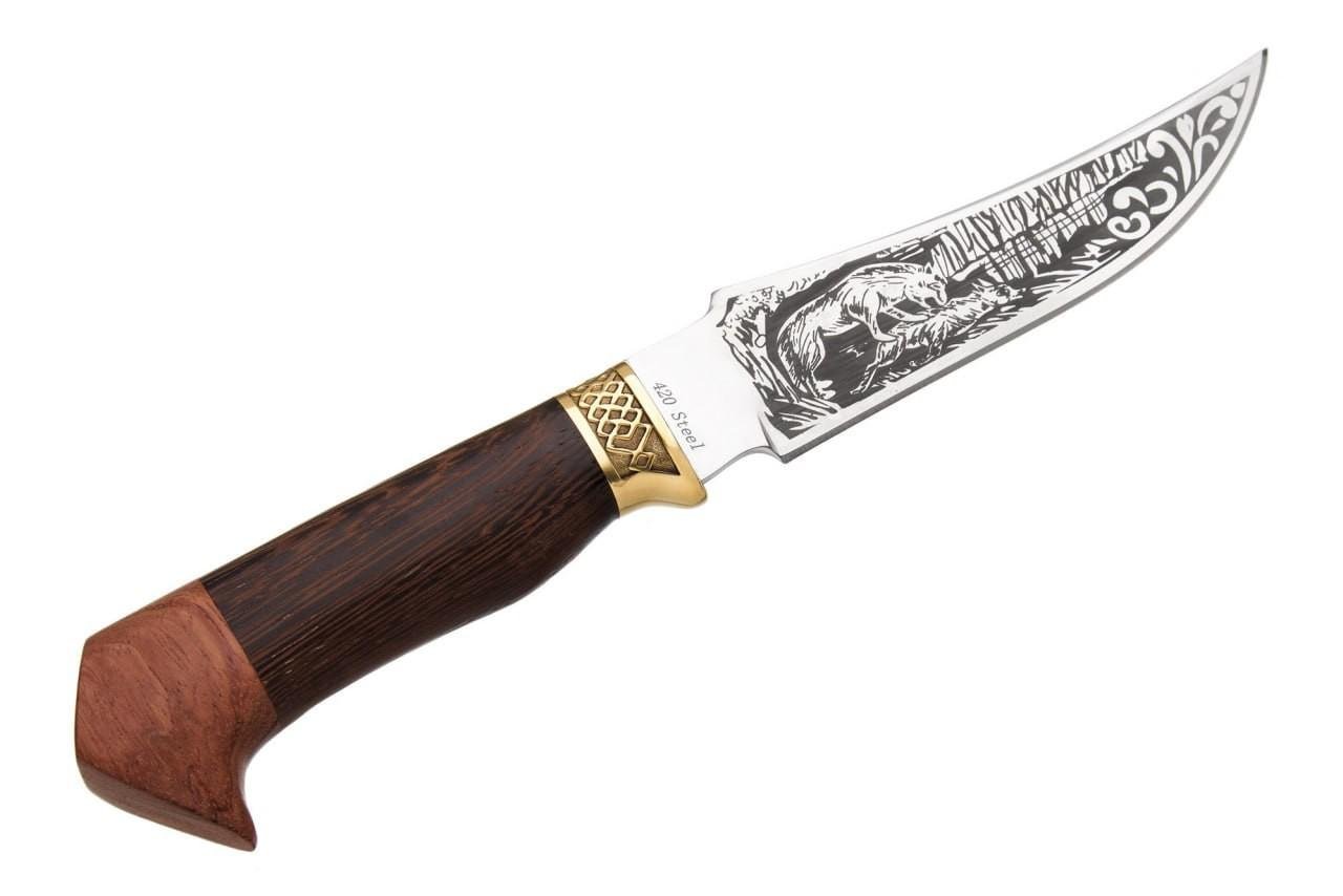 Ніж мисливський Вовк зі шкіряним чохлом (24194372)