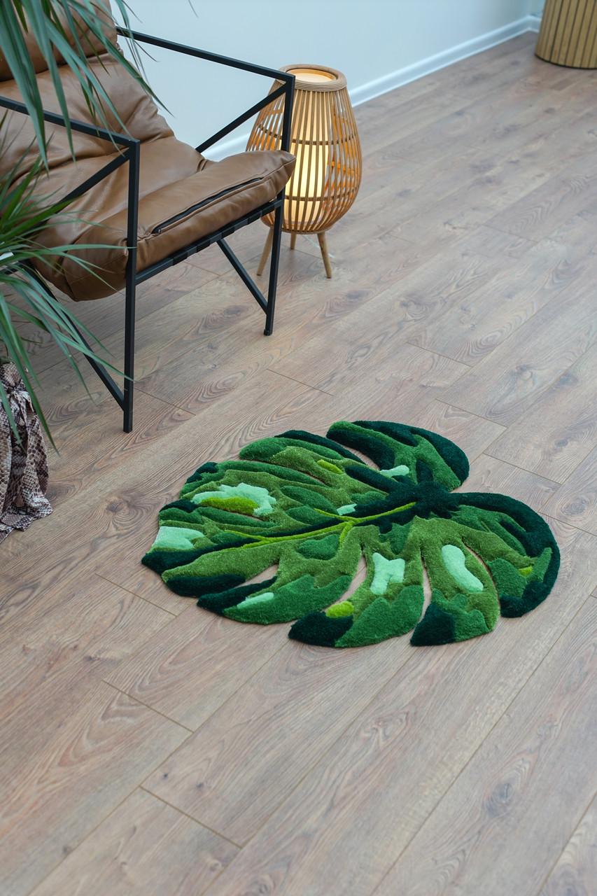 Килим ручної роботи Листок монстери 70х65 см - фото 8 Килим ручної роботи Листок монстери 70х65 см - фото 8