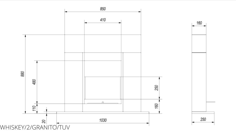 Биокамин Kratki WHISKEY 2 с сертификатом TUV Гранитный (WHISKEY/2/GRANITO/TUV) - фото 2