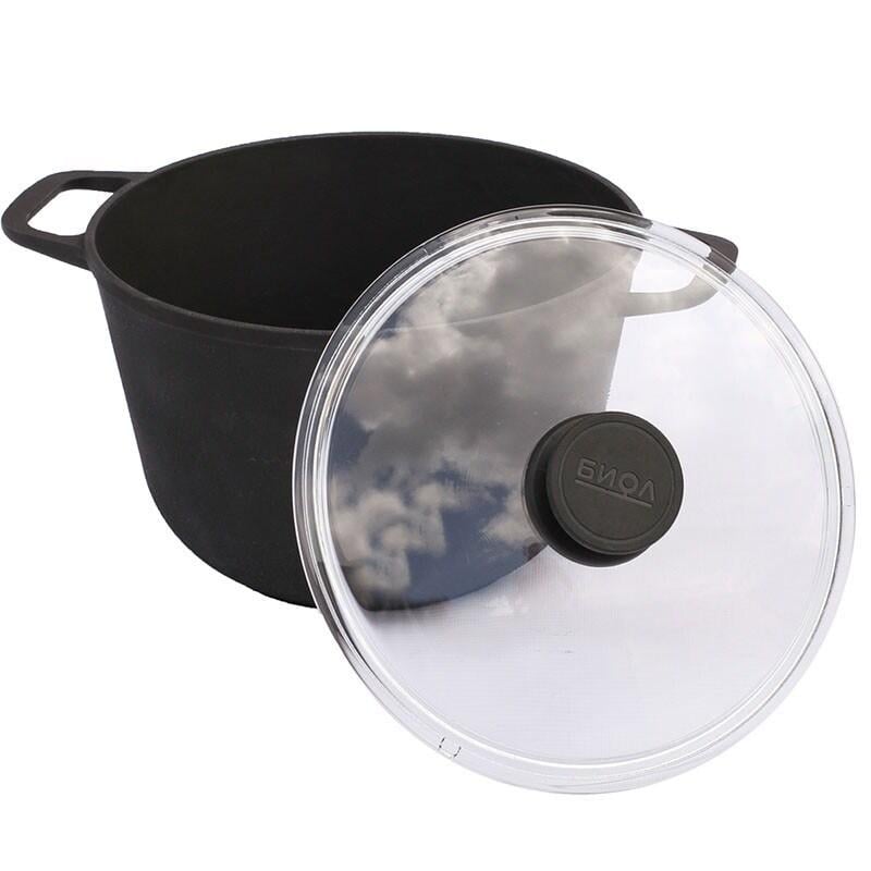 Кастрюля чугунная со стеклянной крышкой Биол 3 л (0203C)