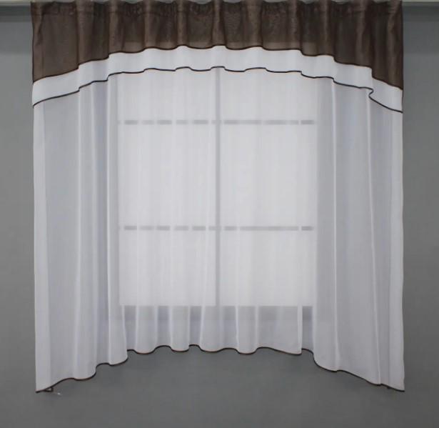 Занавеска на кухню с аркой 270х170 см Белый/Венге (036к) Занавеска на кухню с аркой 270х170 см Белый/Венге (036к)