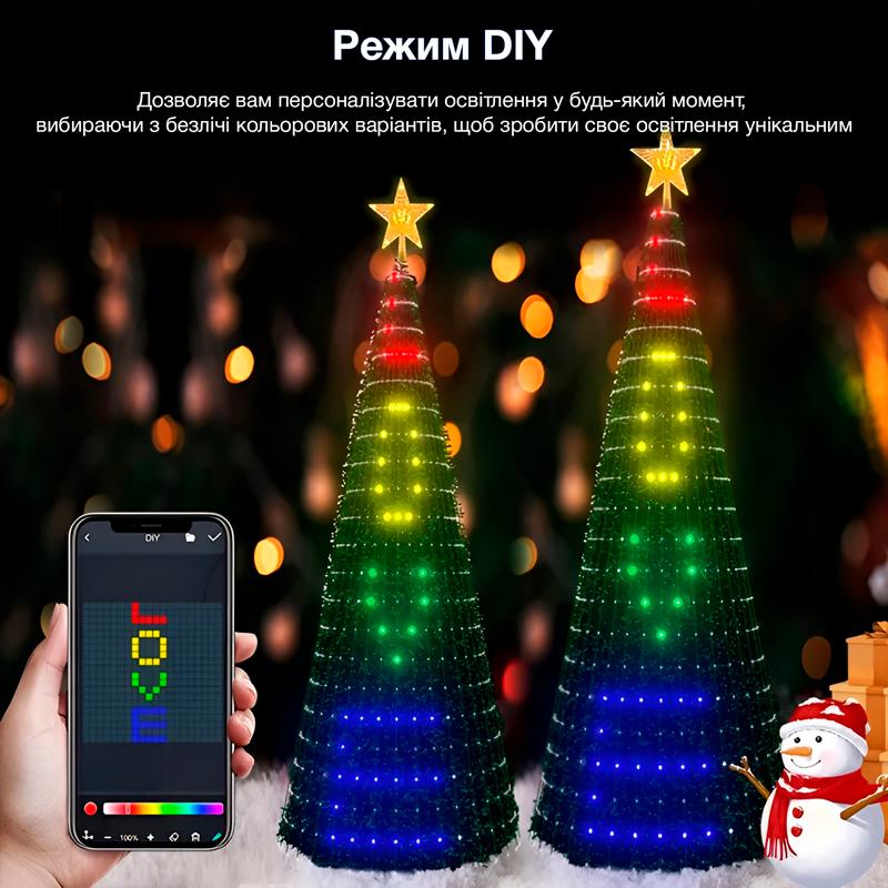 Гирлянда Smart iDeal на елку со звездой управление с пульта и телефона LED 2,1 м (1100) - фото 7 Гирлянда Smart iDeal на елку со звездой управление с пульта и телефона LED 2,1 м (1100) - фото 7