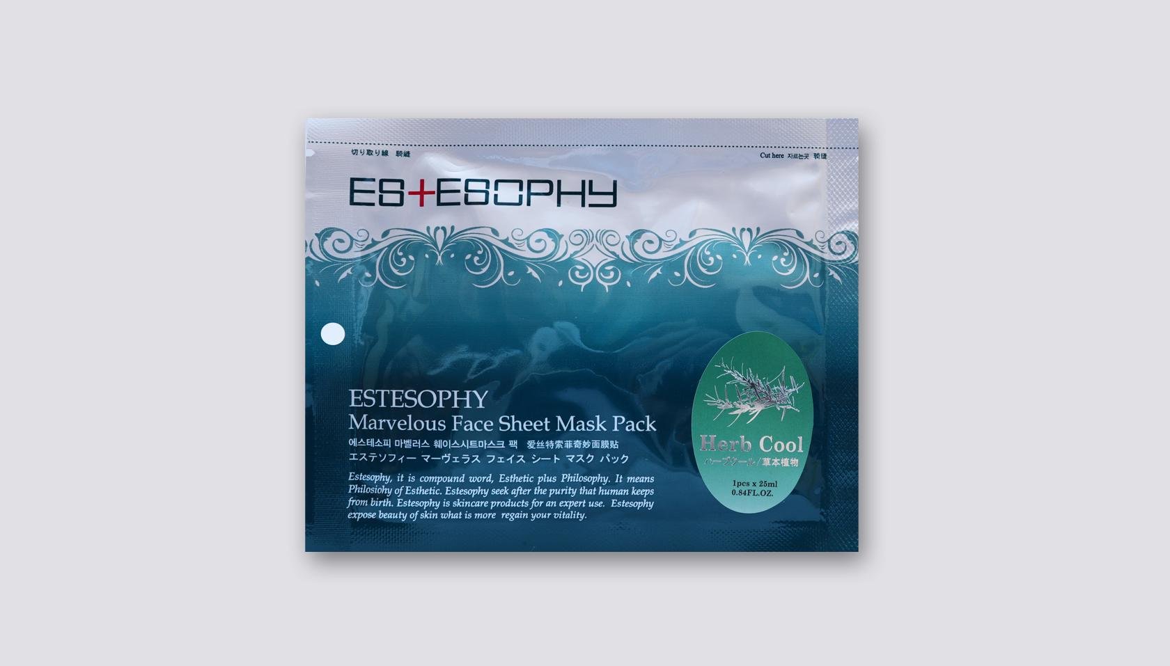 Маска для лица от отеков Estesophy Marvelous Sheet Herb Cool 1 шт. (1201268193)