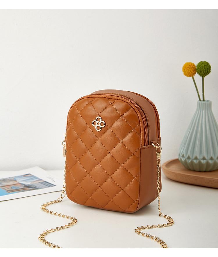 Сумка жіноча для телефону з плечовим ремінцем Коричневий