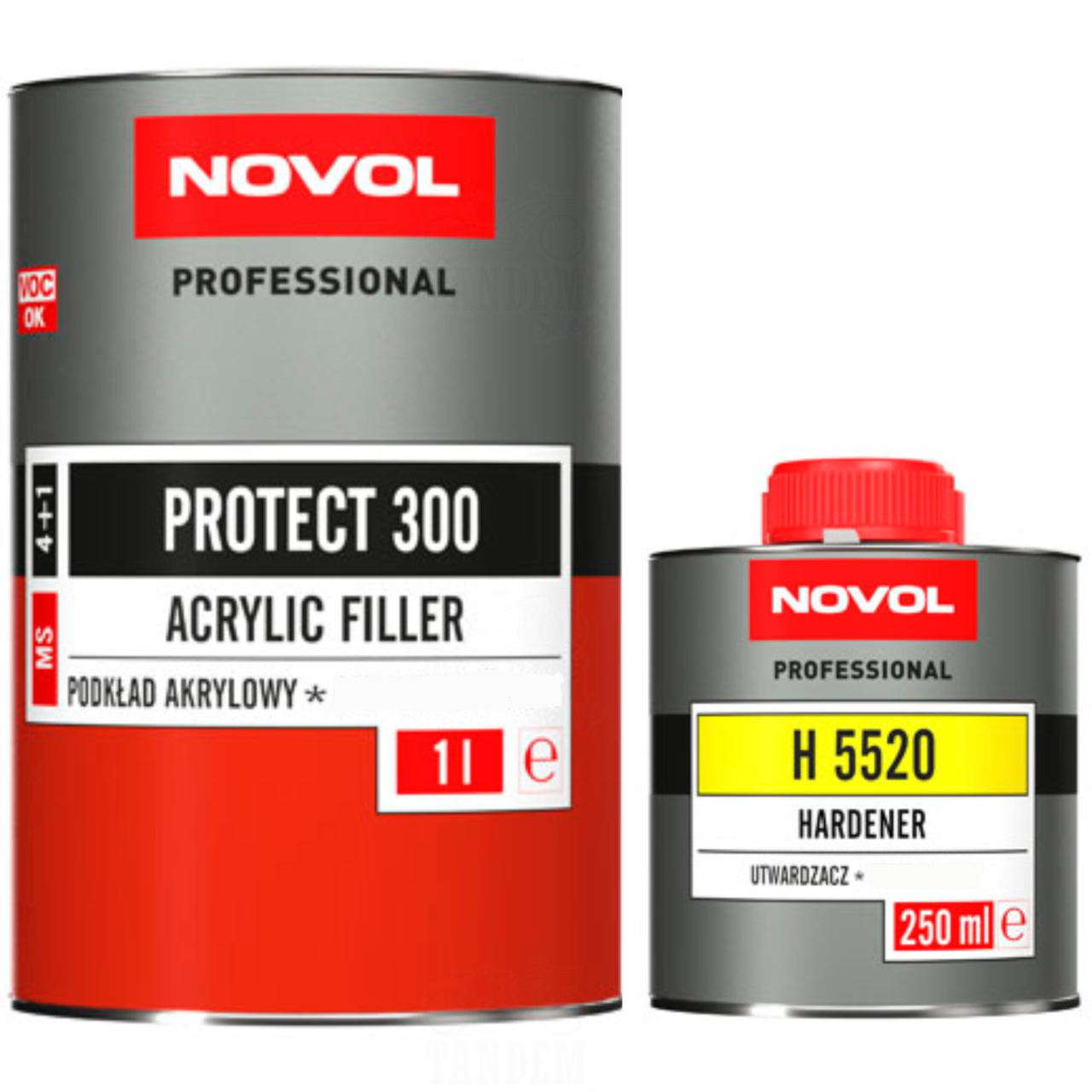 Грунт-наполнитель акриловый NOVOL Protect 300 4:1 MS 1 л/250 мл Черный