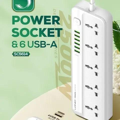 Подовжувач мережевий LDNIO SC5614 5 розеток 6 USB 2500 W White - фото 5