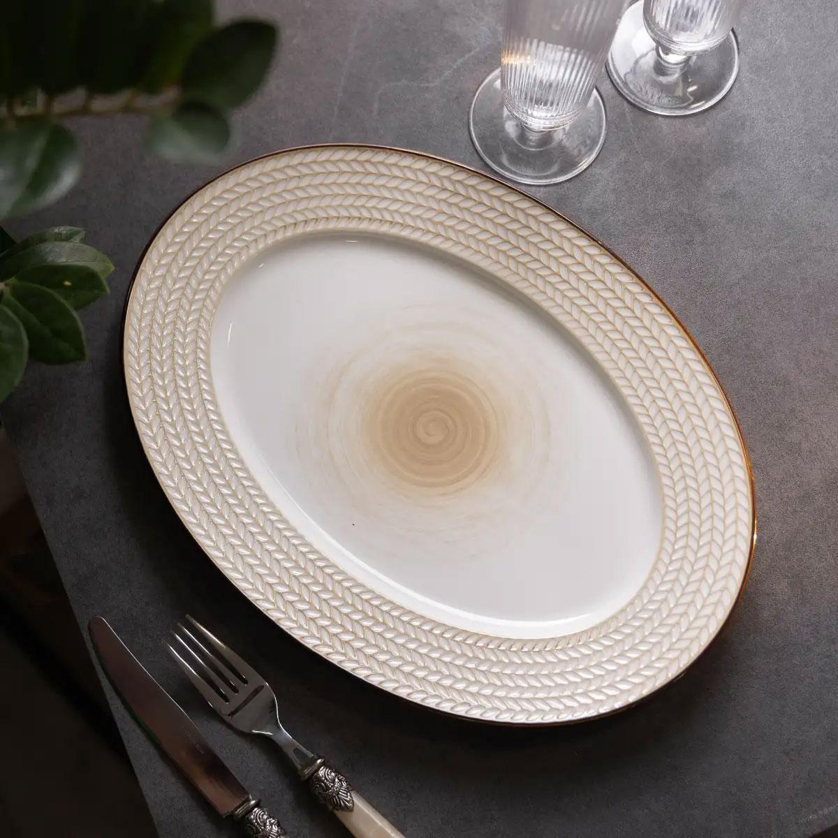 Блюдо порцелянаове овальне 33,5х24,5 см Білий (HP23389) - фото 2 Блюдо порцелянаове овальне 33,5х24,5 см Білий (HP23389) - фото 2