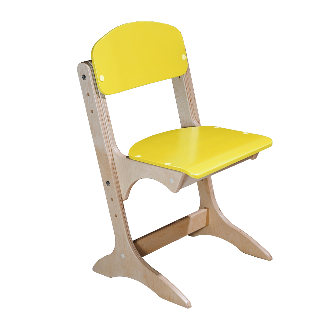 Стілець дитячий фанерний Антошка №1-3 спинка і сидіння регулюється Жовтий (30600131)