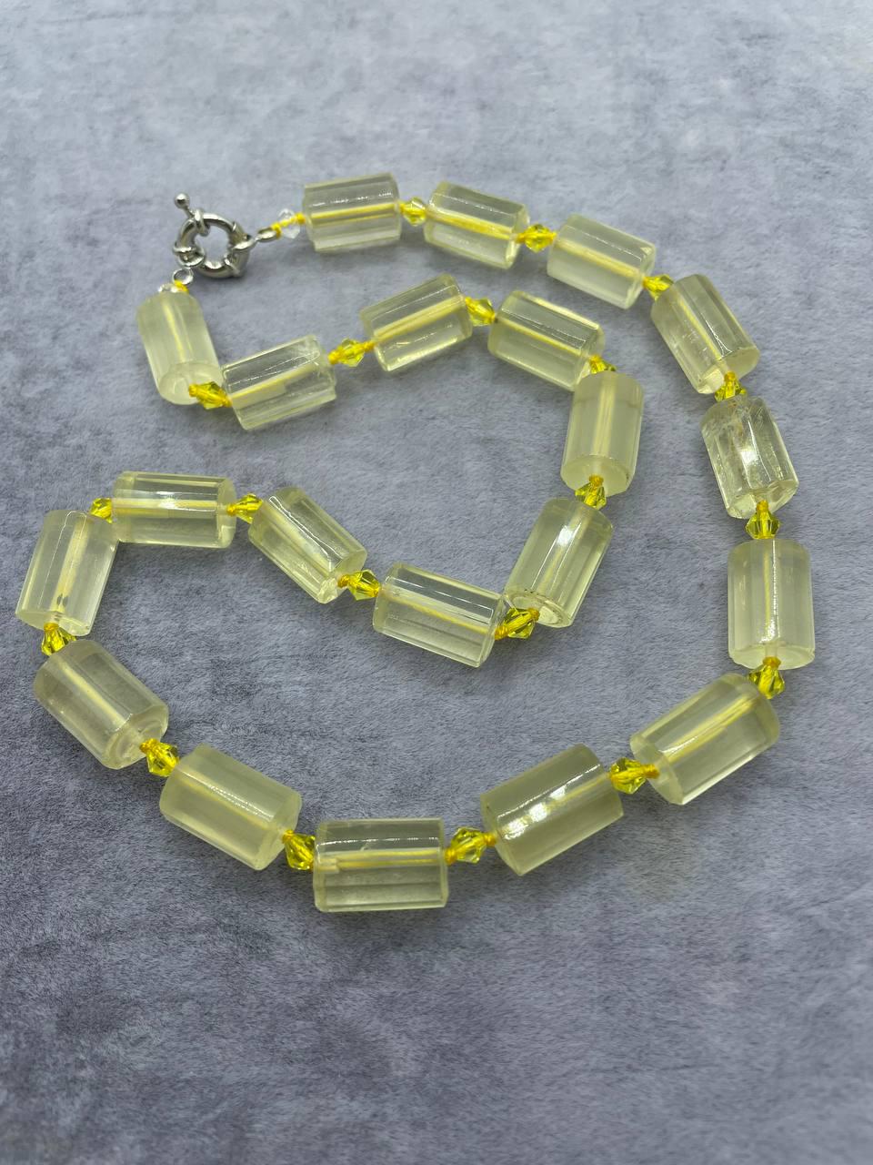 Бусы лимонный кварц 10x15 мм 45 см Желтый (1779)