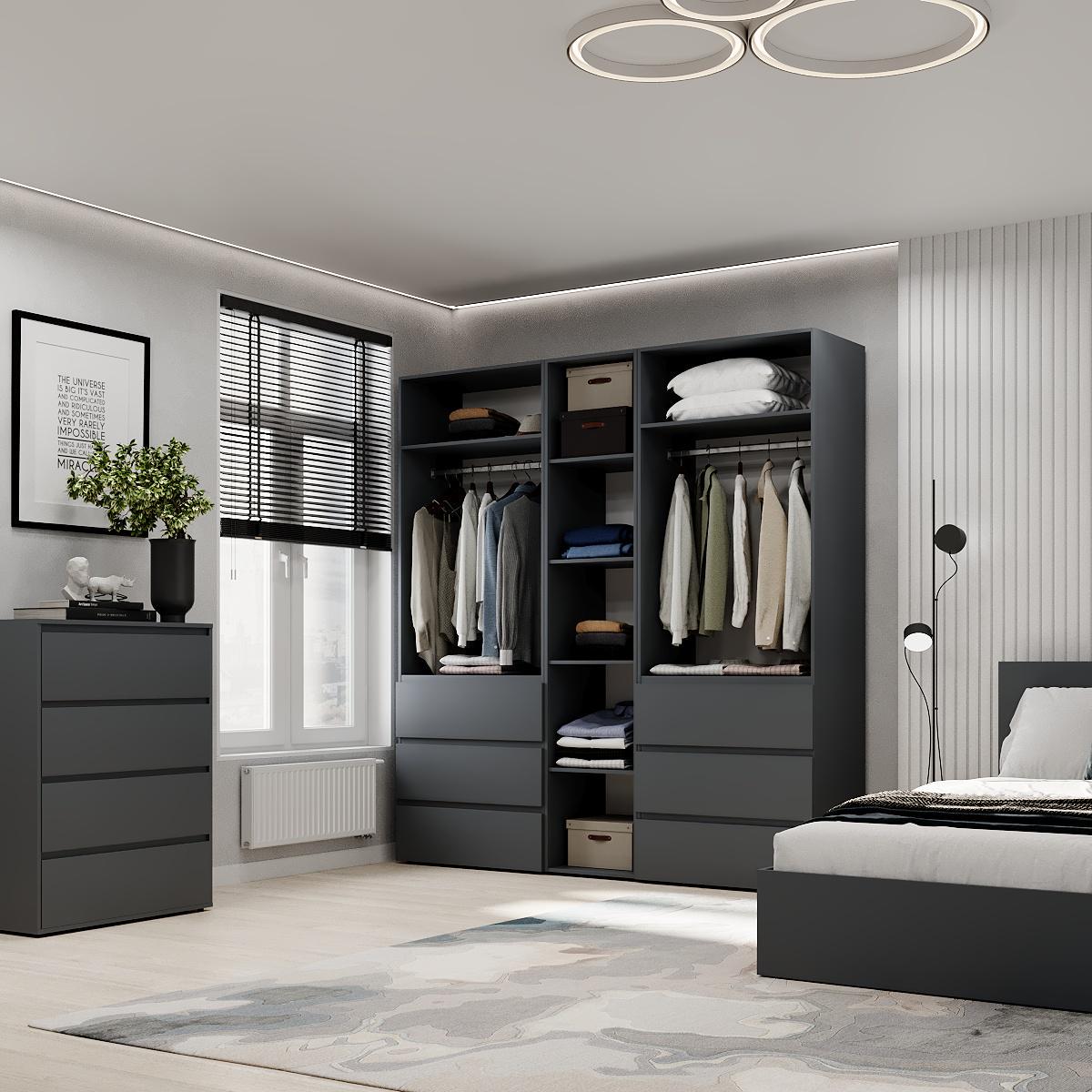 Шкаф распашной комбинированный ART IN HEAD №3 Light 2000x500x2200 мм Графит серый (GALTK037000000) - фото 4 Шкаф распашной комбинированный ART IN HEAD №3 Light 2000x500x2200 мм Графит серый (GALTK037000000) - фото 4