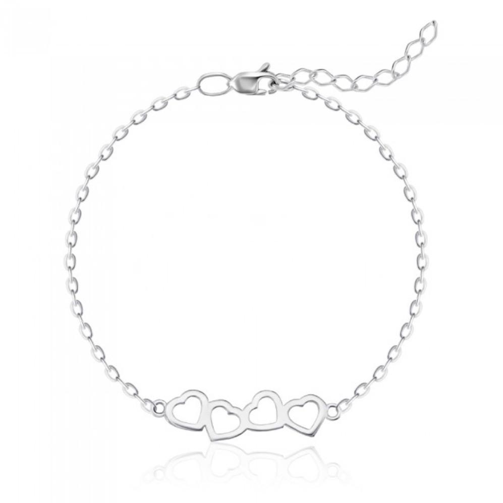 Браслет с подвеской Сердца без камней серебро 16-20 см 925 пробы 1,92 г (75292)