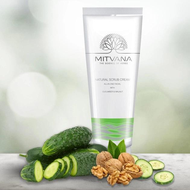 Скраб-крем для обличчя Mitvana Natural Scrub Cream with Cucumber & Walnut 100 мл (8908002915532) - фото 2