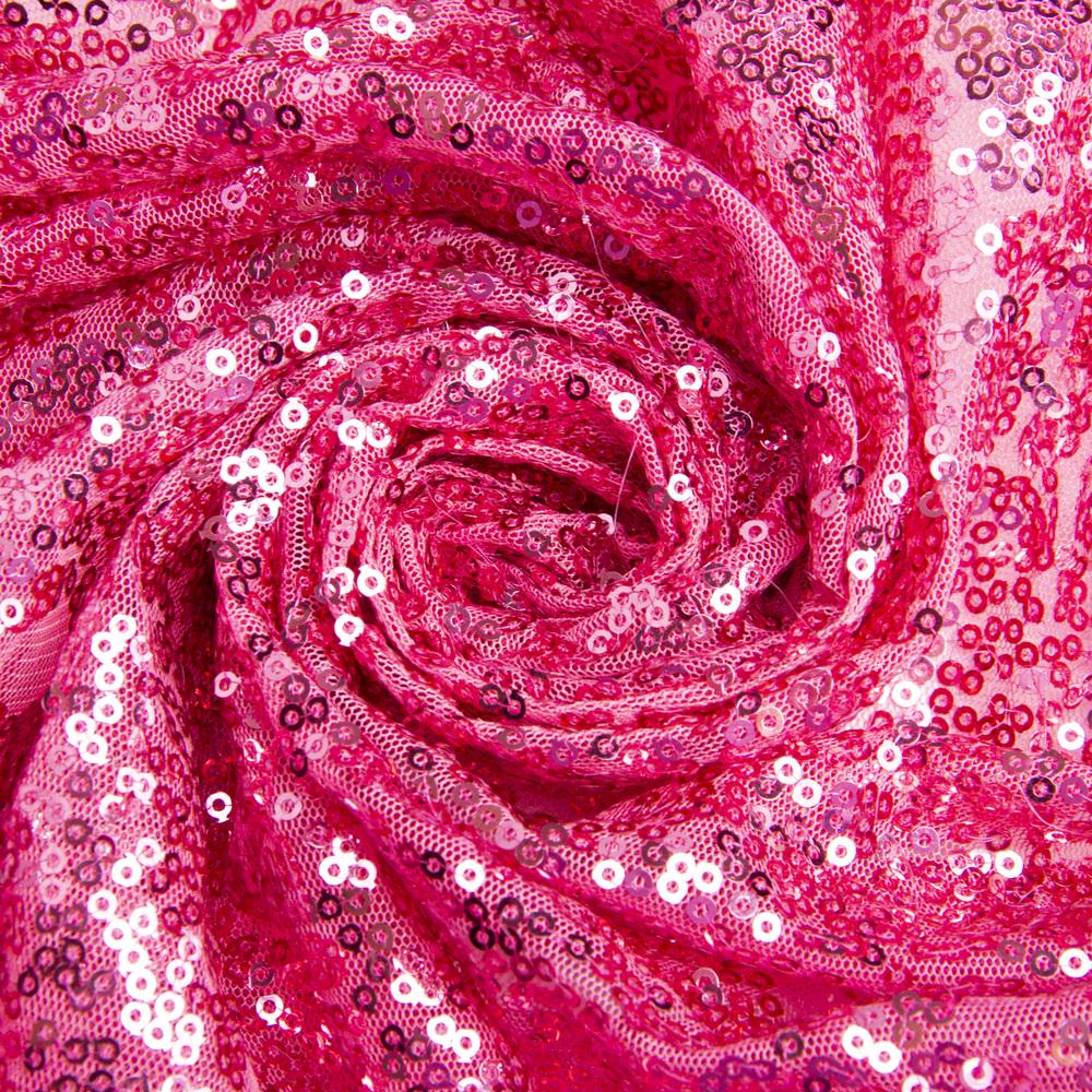 Ткань сетка с пайетками Темно-розовый (24374)
