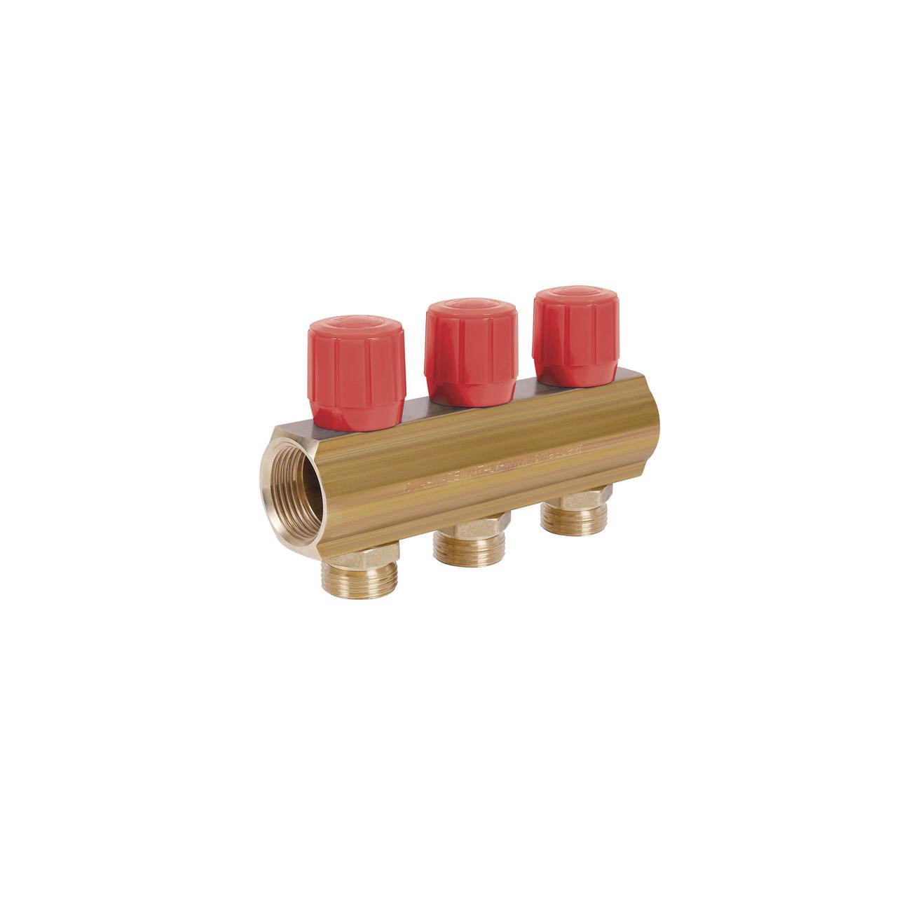 Коллектор ICMA №1105 с регулировочными вентилями 1" 3 выхода Red (2608668151)