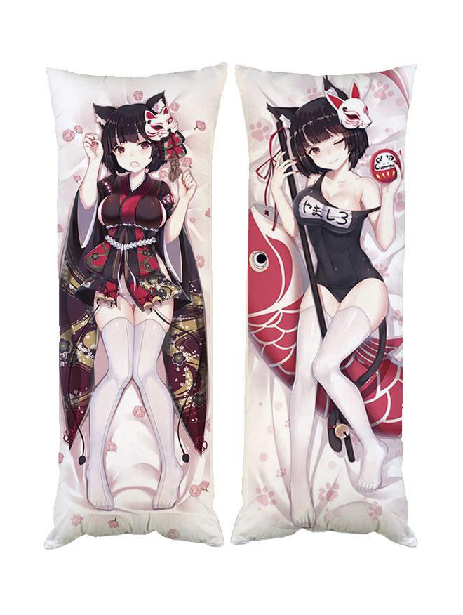 Подушка дакимакура Неко Azur Lane Кошачий рай декоративная ростовая для обнимания 40x100 см (674397395)