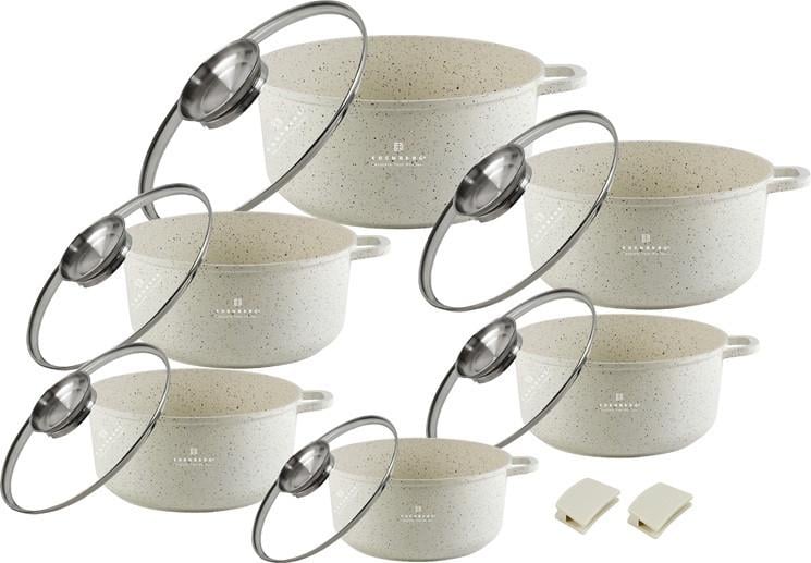 Набір каструль Edenberg 10 предметів з мармуровим антипригарним покриттям Бежевий (EB-3916)